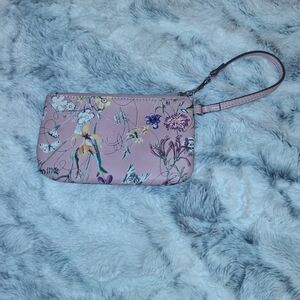 Pink Floral And Butterfly Print Clutch Wristlet